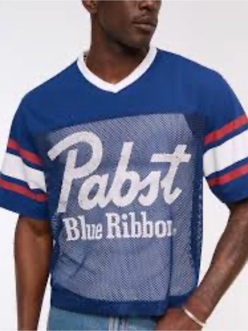 Abercrombie & Fitch Pabst Blue Ribbon Cropped Mesh Jersey T-shirt XS